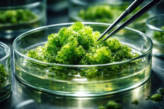 Experimental growth of plant callus producing chlorophyll in vitro culture