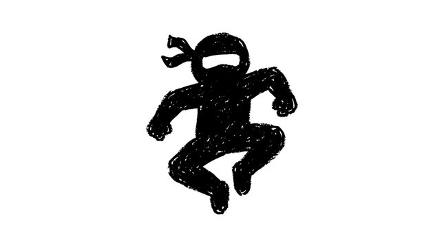 Silhouette of a ninja in a dynamic pose.