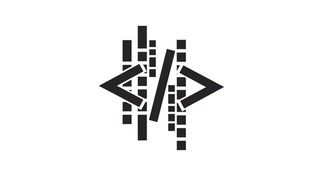 Abstract digital programming code symbol with segmented bars.
