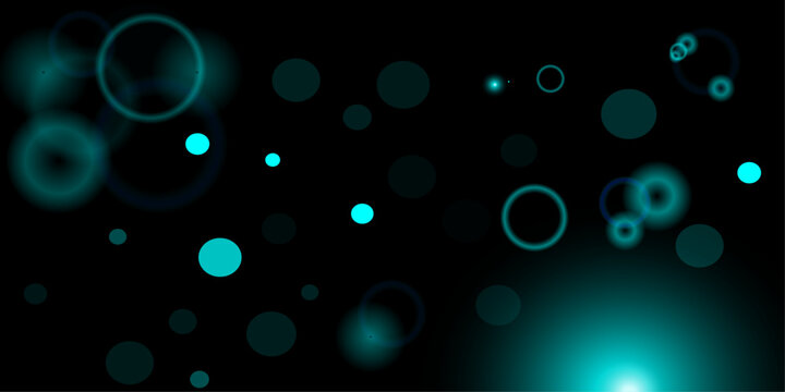Glowing teal light effect with shimmering circles on black background
