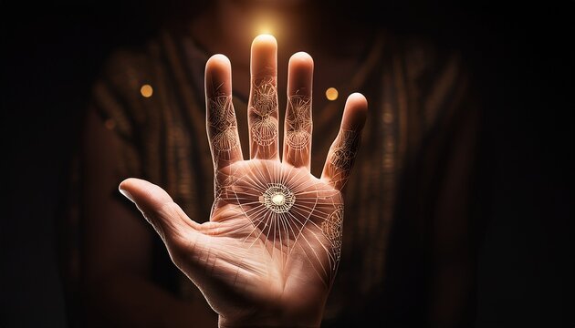 palm reading a hand covered with lines suggesting fortune telling using palmistry