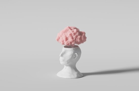 Mental relaxation. Creative idea. Minimal concept. 3d rendering