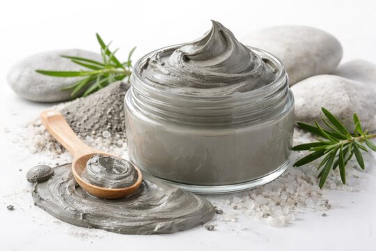 Clean white background featuring Dead Sea natural silt mud for skincare and wellness