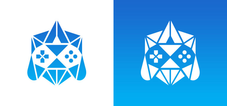 Abstract geometric gaming controller logo design with controller geometric triangle abstract joystick electronic technology entertainment branding identity template creative professional