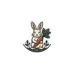 Obraz premium Rabbit carrot logo illustration