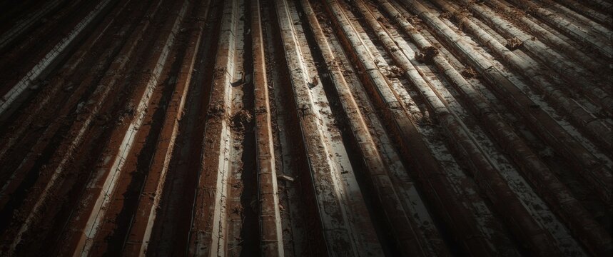Abstract industrial galvanized iron roof texture with gentle shadow