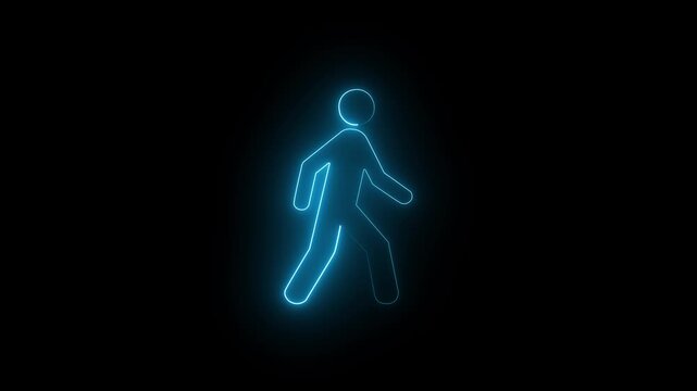  neon man icon with dark background 4k motion video animation.