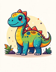 Obraz premium Colorful cartoon dinosaur with spikes.