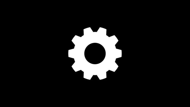 Animated spinning gear linear icon. System settings. Processing. Part of mechanism. Seamless loop video with alpha channel on transparent background.4K