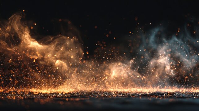 Gold smoke swirling over dark background