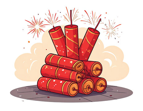 Fireworks Explosives Pyrotechnics Stacked Together.