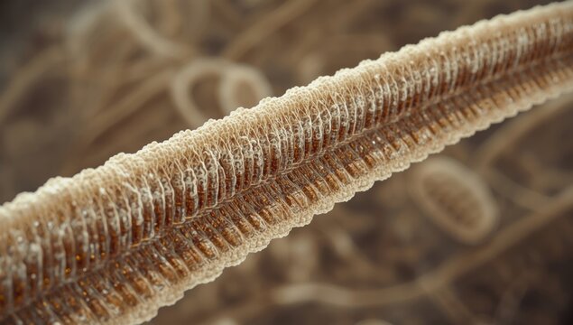 Biological depiction of central canal in spinal cord with columnar epithelial ependymal cells