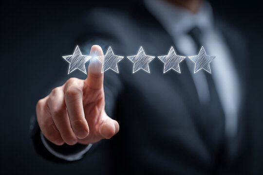 Customer selects five star rating for excellent service experience.