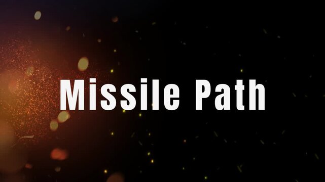 Glowing orange missile path with sparks on black background dynamic motion video clip