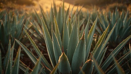 Obraz premium Agave plants successfully cultivated on mezcal farms using AI innovations