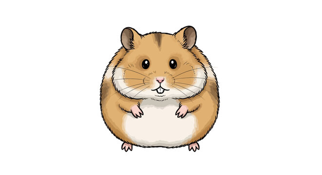 Cute cartoon hamster with big cheeks and buck teeth on white background, illustration