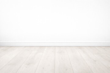 Fototapeta premium Minimalist white wood grain floor complemented by a painted white frame and copy space