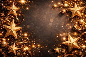 Obraz premium classy christmas wallpaper showcasing gold stars on stylish background