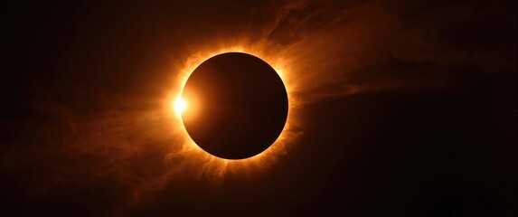 Obraz premium Breathtaking view of a solar eclipse with glowing corona and intense flare activity