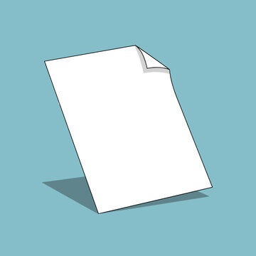 Blank white paper sheet with a folded corner casting a shadow.