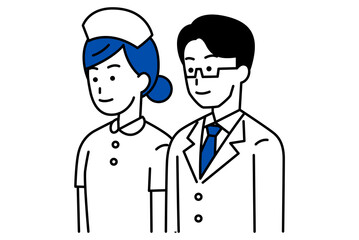 Fototapeta premium まっすぐ前を向いている医師と看護師