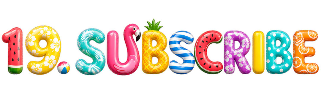 Vibrant colorful text reading subscribe appears on screen