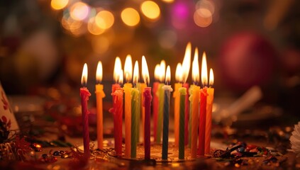 Obraz premium Birthday candles brightening up joyful party scene