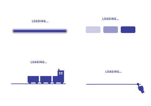 Loading bar icon set vector illustration. Download progress indicator design. Web buffering element on white background.