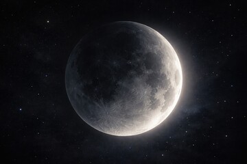 Obraz premium Moon in crescent stage with incomplete illumination