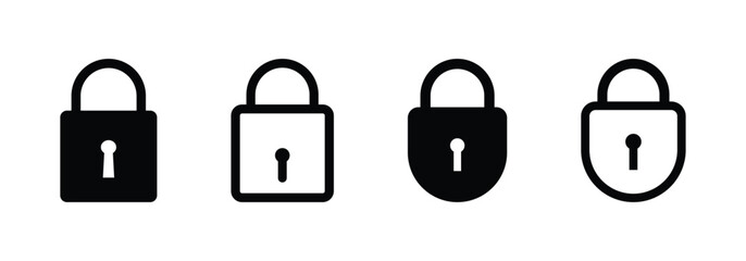 Vector illustration of a padlock icon in a simple black and white design. Pad lock icon vector illustration for apps and websites. © Snap Smith