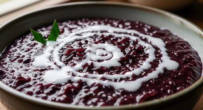 Bubur Ketan Hitam Traditional Indonesian Sweet Black Rice Porridge.