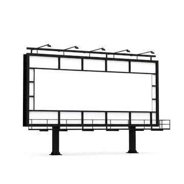 Modern billboard structure with lighting fixtures