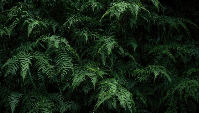 beautifully layered tropical bush with cascading fishtail fern leaves in shade