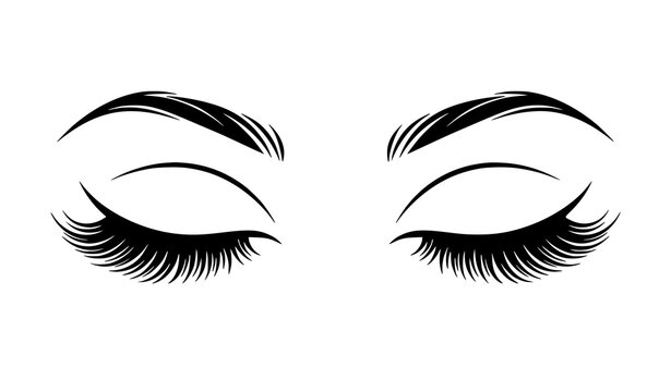 Elegant woman eyes vector illustration with long lashes eyebrow makeup beauty logo design