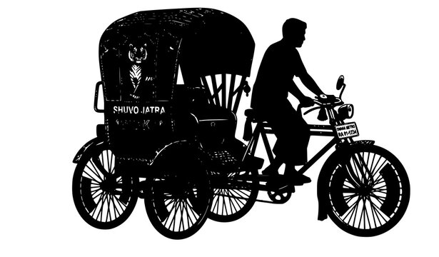 Bangladeshi rickshaw vector illustration colorful folk art traditional transport design