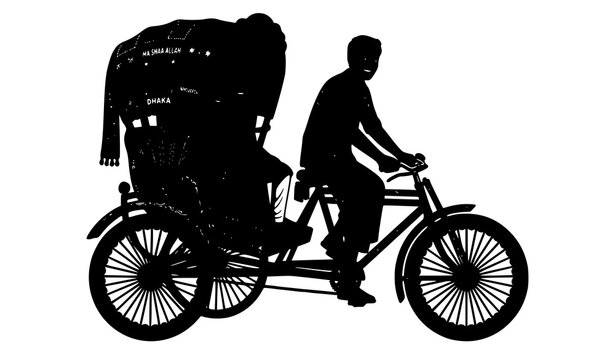 Trendy Bangladeshi rickshaw vector bundle folk art transport illustration cultural design