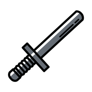Illustration of a medieval sword with a detailed hilt.