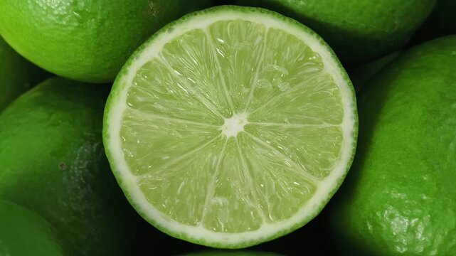 A pile of whole limes with multiple cut halves