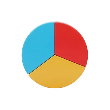 Colorful pie chart divided into three equal segments