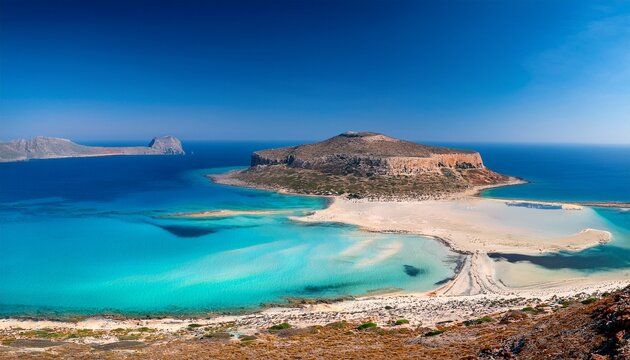turquoise waters of balos beach on crete