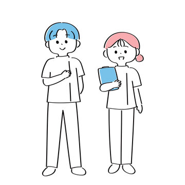 男女の看護師のかわいいイラスト
