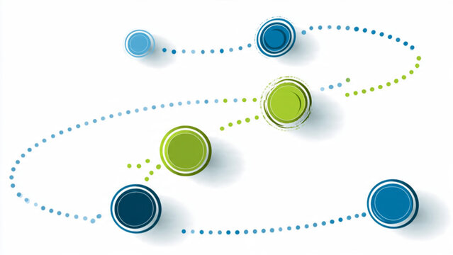 Colorful abstract illustration with interconnected circles and dotted lines representing connectivity and relationships