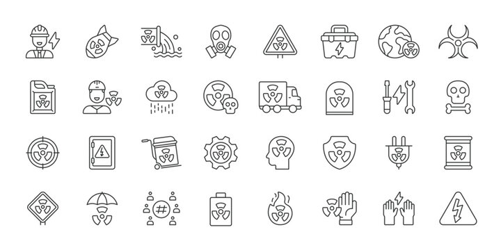 Hazmat Safety icons in line design. hazmat, safety, hazard, protection, toxic, chemical, warning on white background vector. Hazmat Safety editable stroke icon