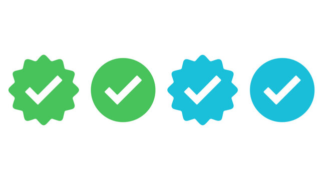 Four checkmark in green and blue, with transparent background