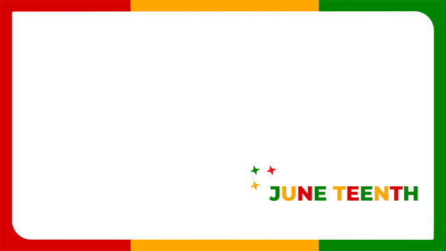 Juneteenth Freedom Day photo border frame template with transparent background. African American Emancipation Day geometric layout featuring traditional red, yellow, and green colors with typography.