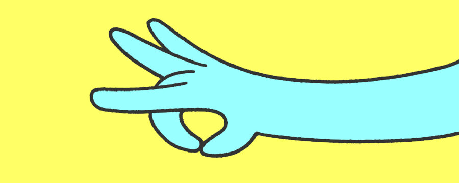 Finger flick doodle graphic displaying character hand gesture snap pose for positive vibe sticker overlay cartoon mascot streetwear graphic clothing brand apparel merchandise clip art.