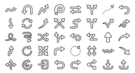 Fototapeta premium Set of various handdrawn arrow icons isolated on white background