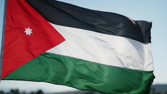Jordanian flag waving in the wind