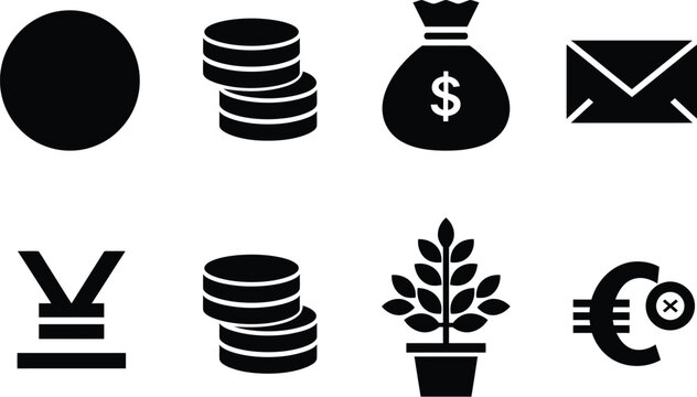 Financial business and money growth icons with business