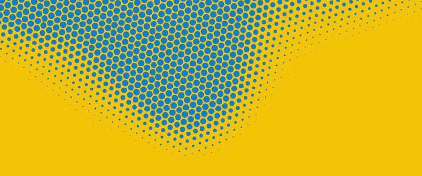 Superhero pop art background in yellow and blue colors in retro comic book style, fun dotted texture background for poster or placard, vector illustration eps10